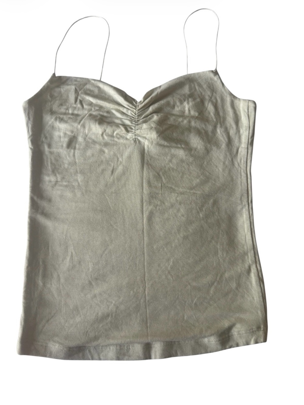 Joah Brown Ivory Ruched Sweetheart Cami with Spaghetti Straps